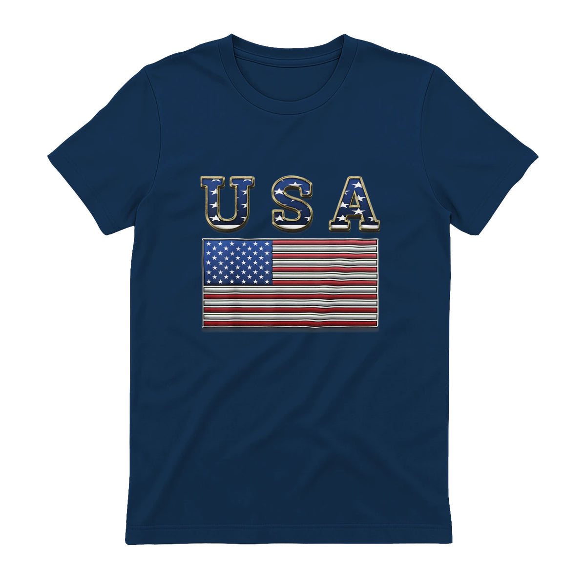 USA American Flag United States US Patriotic T-Shirt in Navy - back view