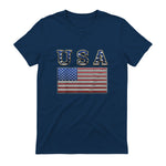 USA American Flag United States US Patriotic T-Shirt in Navy - back view