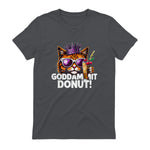 Donut Princess Cat Meme Tee – Kawaii Funny Cartoon Style T-Shirt in Charcoal - back view