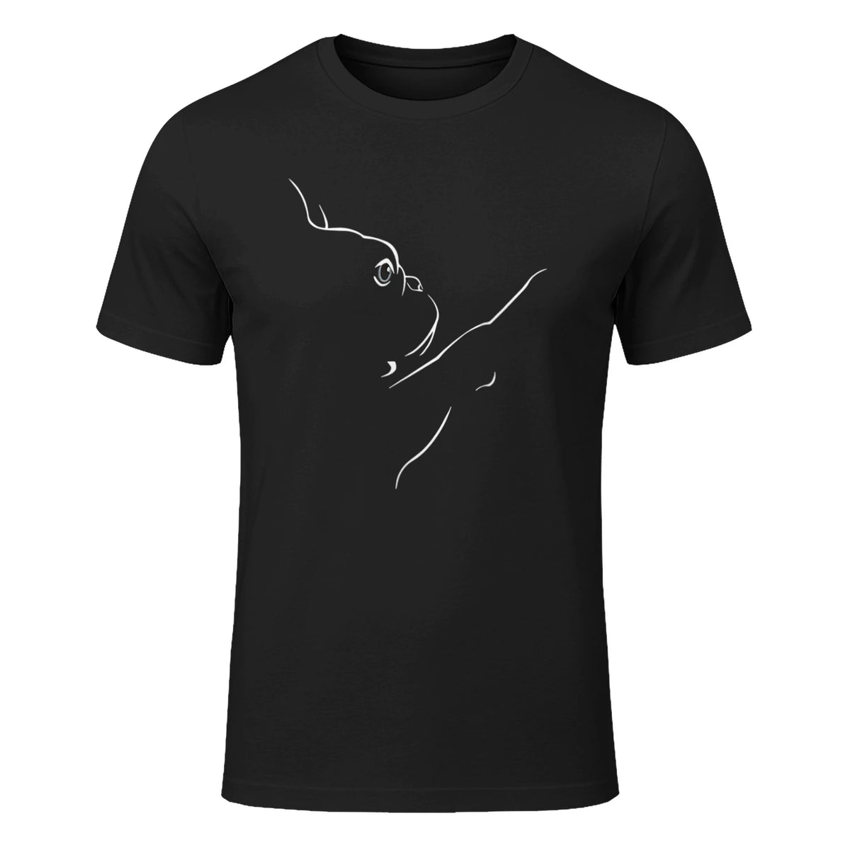French Bulldog Illustration Line Art Bulldog Lovers T-Shirt in Black - front view