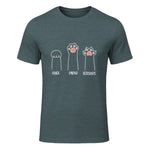 Introvert Cat Animal Rescue Pet Lover Apparel Rock Paper Scissors Hand Game Cute Paw Funny Cat T-Shirt in Dark Heather - front view