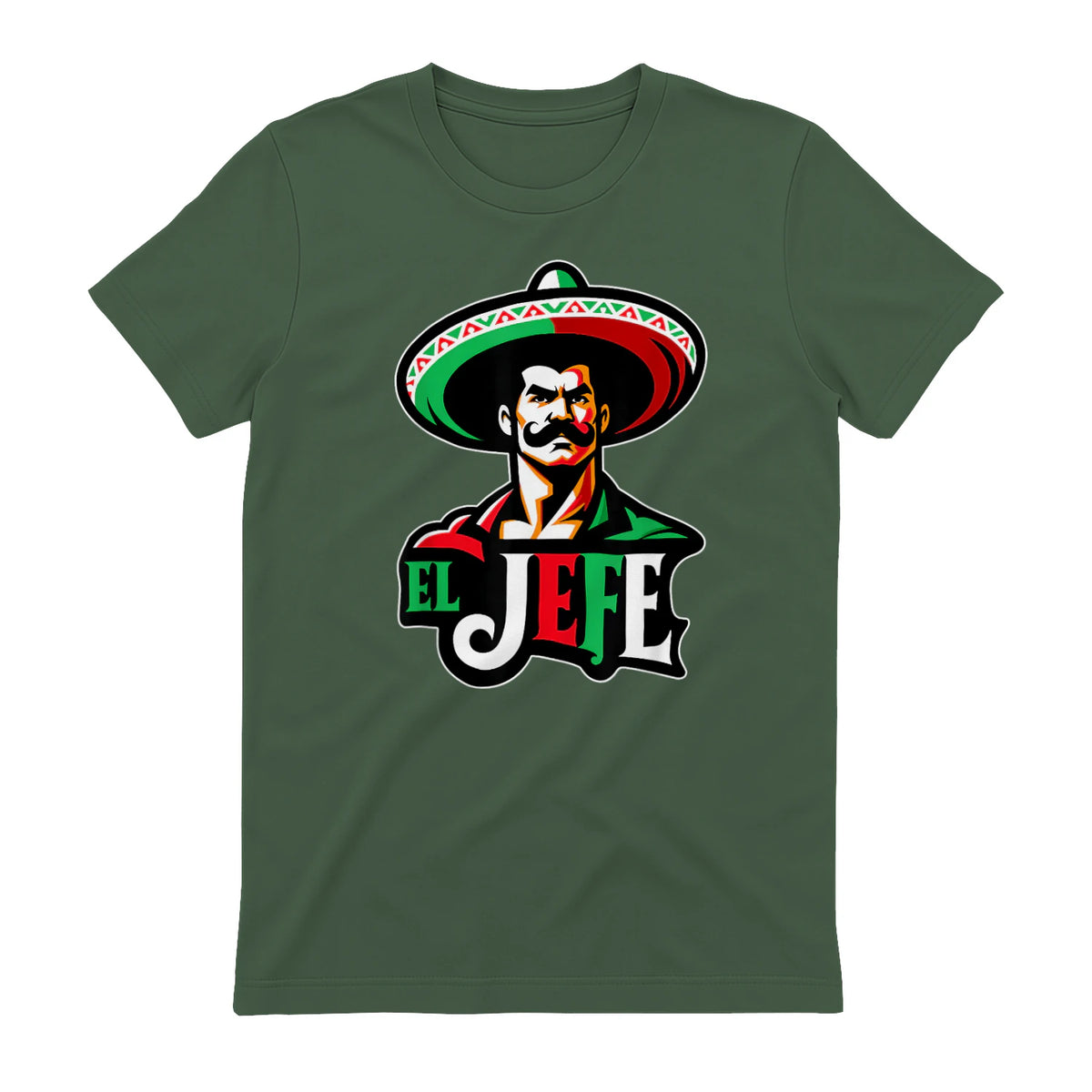 El Jefe Le Patron En Espagnol Drôle Phrase Mexicaine in Military Green - back view