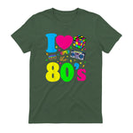 I Love the Eighties Classic Nostalgia T-Shirt in Military Green - back view
