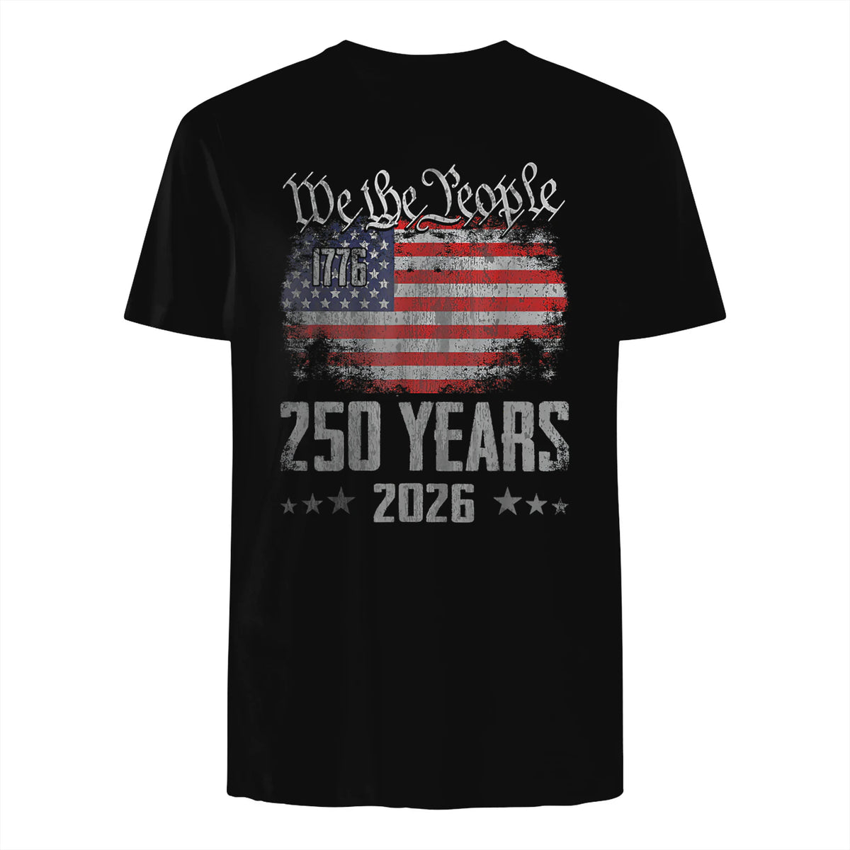 Vintage Anniversary Fourth of July Birthday T-Shirt in Black - back view