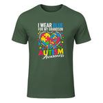 I Wear Blue for My Grandson Autism Awareness Grandma Nana in Military Green - front view