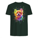 Colorful Splash Art Yorkshire Terrier Portrait Yorkshire Lover in Forest Green - back view