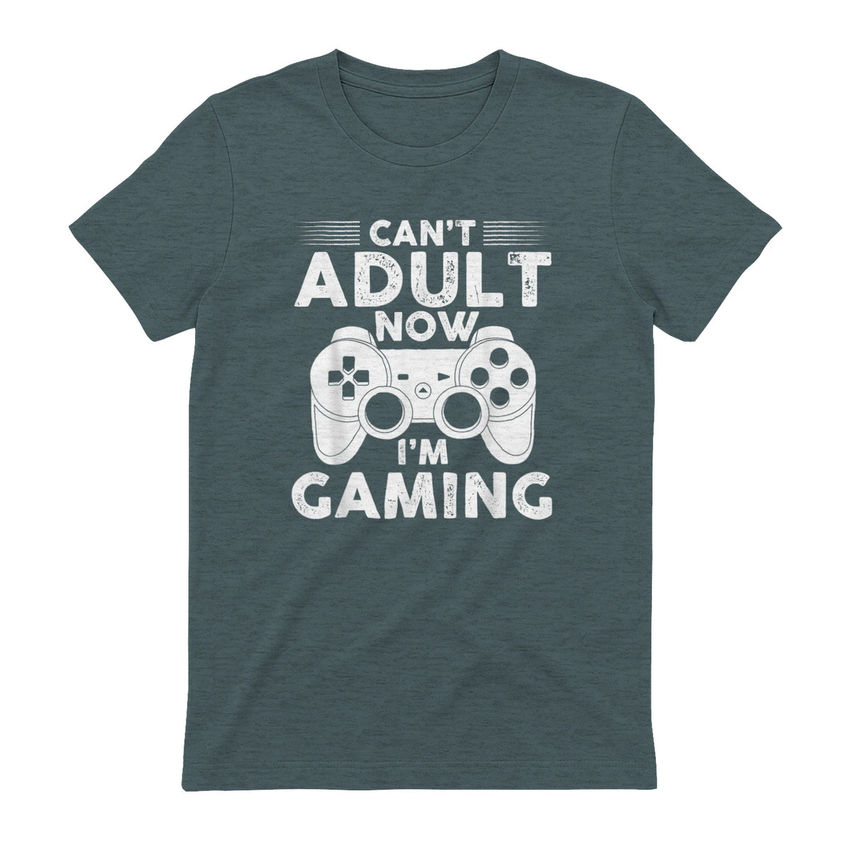 I Can't Adult Now I'm Gaming Gamer Console T-Shirt in Dark Heather - back view