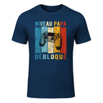 Nouveau Papa Nouvelle Naissance Annonce Gamer Humour T-Shirt in Navy - front view