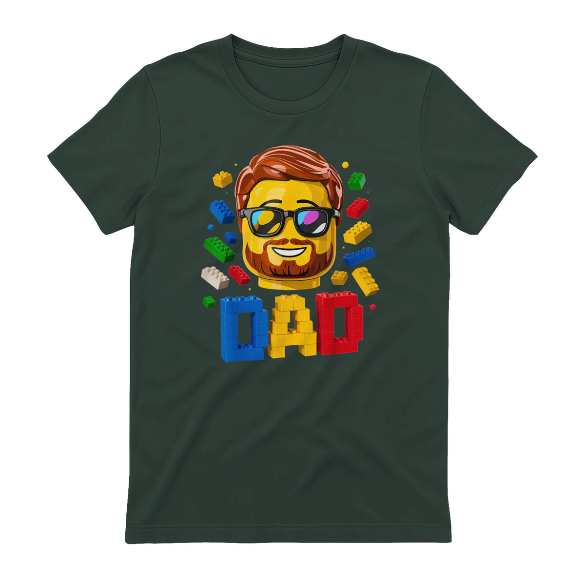 Dad Master Builder T-Shirt in Forest Green - back view