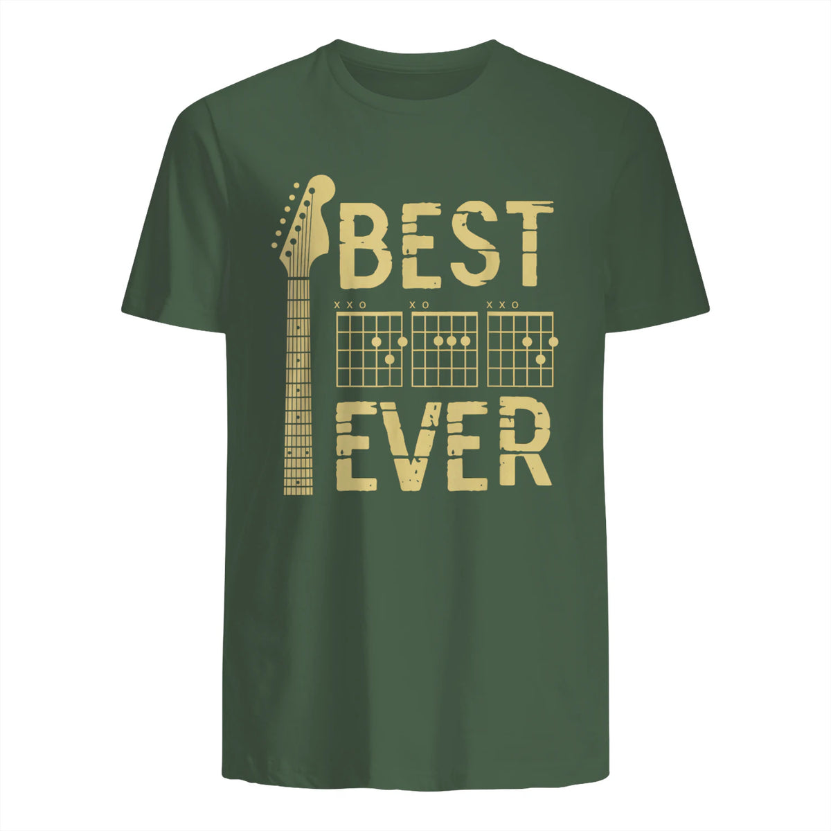 Best Dad Ever Guitar Chord T-Shirt in Military Green - back view