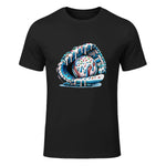 Baseball Drip Ice Cream Sprinkles Baseball Glove T-Shirt in Black - front view