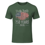 Vintage Anniversary Fourth of July Birthday T-Shirt in Military Green - front view