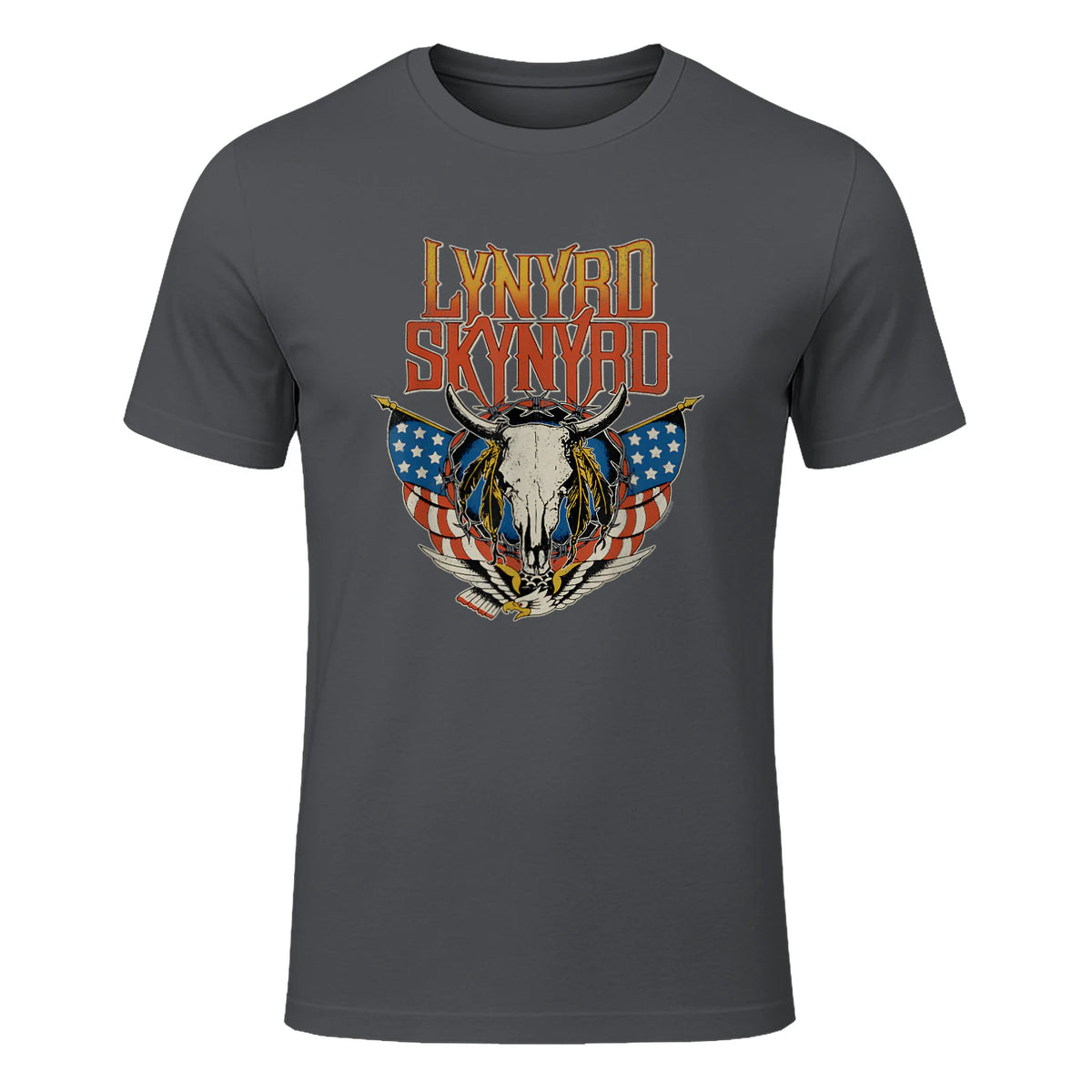 Lynyrd Skynyrd - Americana Steer Skull T-Shirt in Charcoal - front view