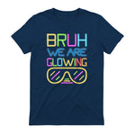 Bruh We are Glowing in My Glowing Era Hello Summer Vacation T-Shirt in Navy - back view