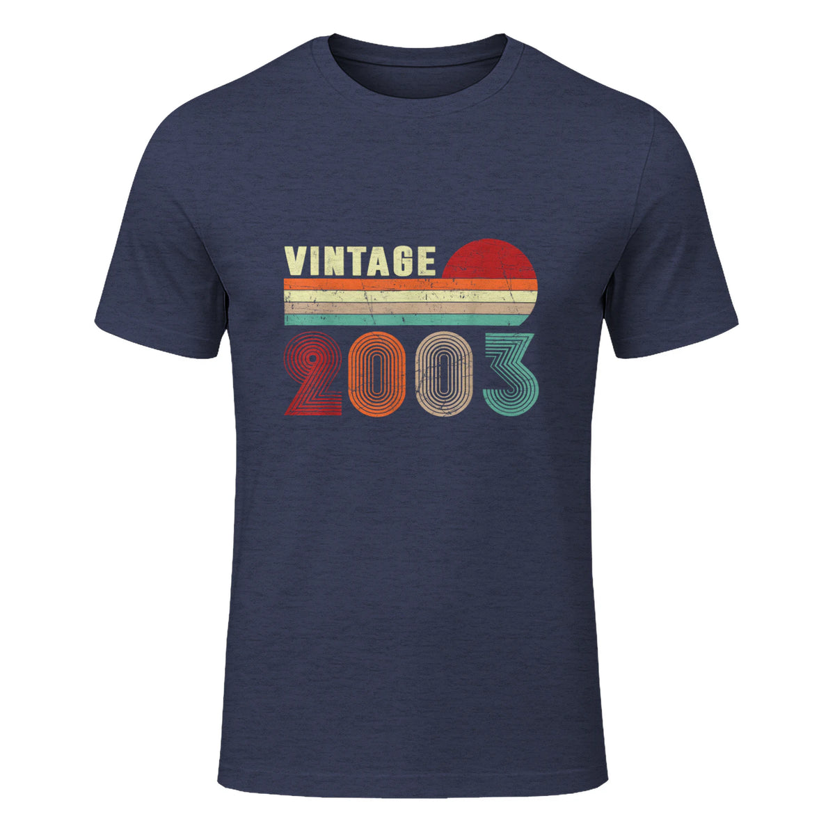 Vintage Twenty-Second Birthday T-Shirt in Heather Navy - front view