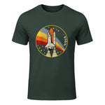 NASA Shuttle Launch Into Rainbow Premium Graphic T-Shirt T-Shirt UK in Forest Green - front view