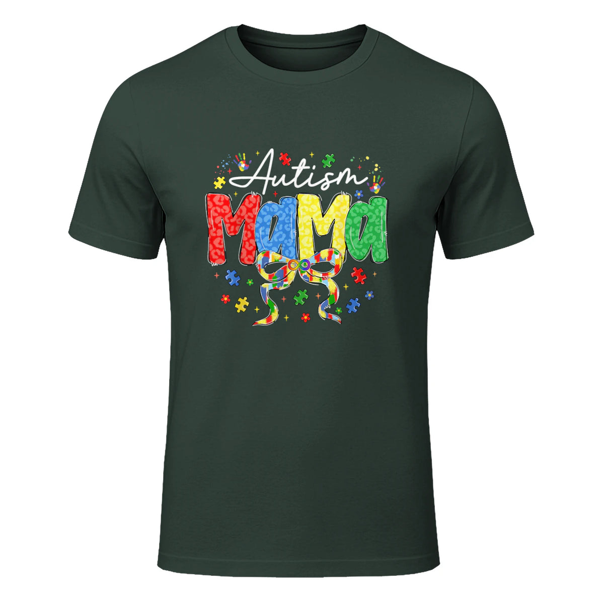 Proud Autism Mama Mom Awareness Gifts for Moms in Forest Green - front view