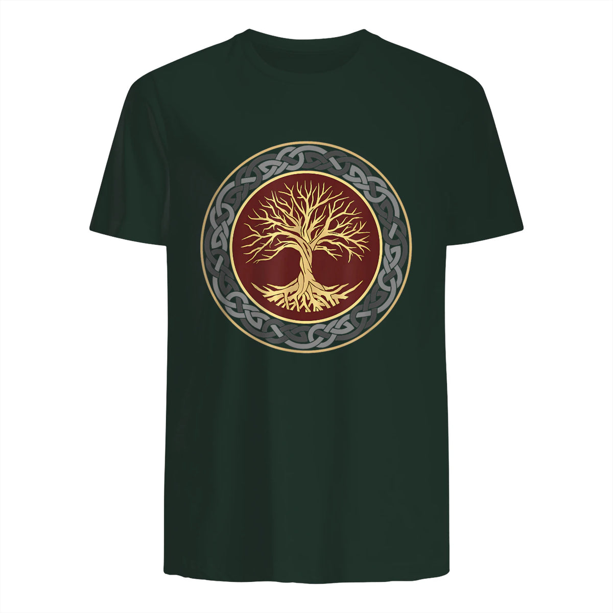Baum des Lebens Wikinger keltischer Lebensbaum nordisch Halbarm in Forest Green - back view
