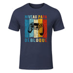 Nouveau Papa Nouvelle Naissance Annonce Gamer Humour T-Shirt in Heather Navy - front view