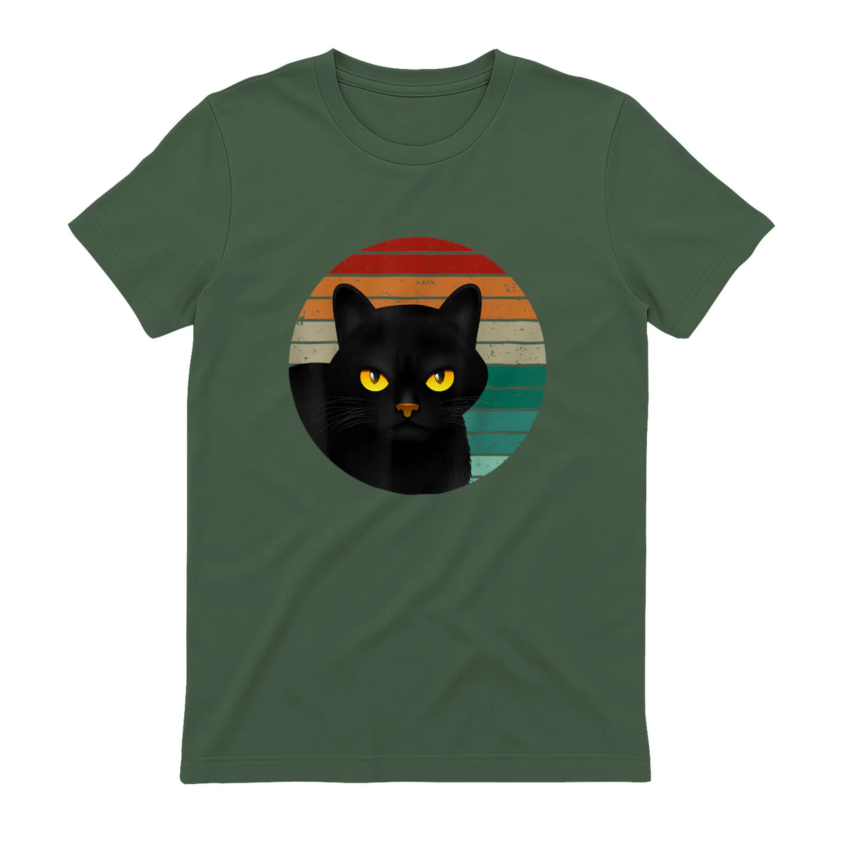 Chats Vintage Cat I Style rétro Chats noirs in Military Green - back view