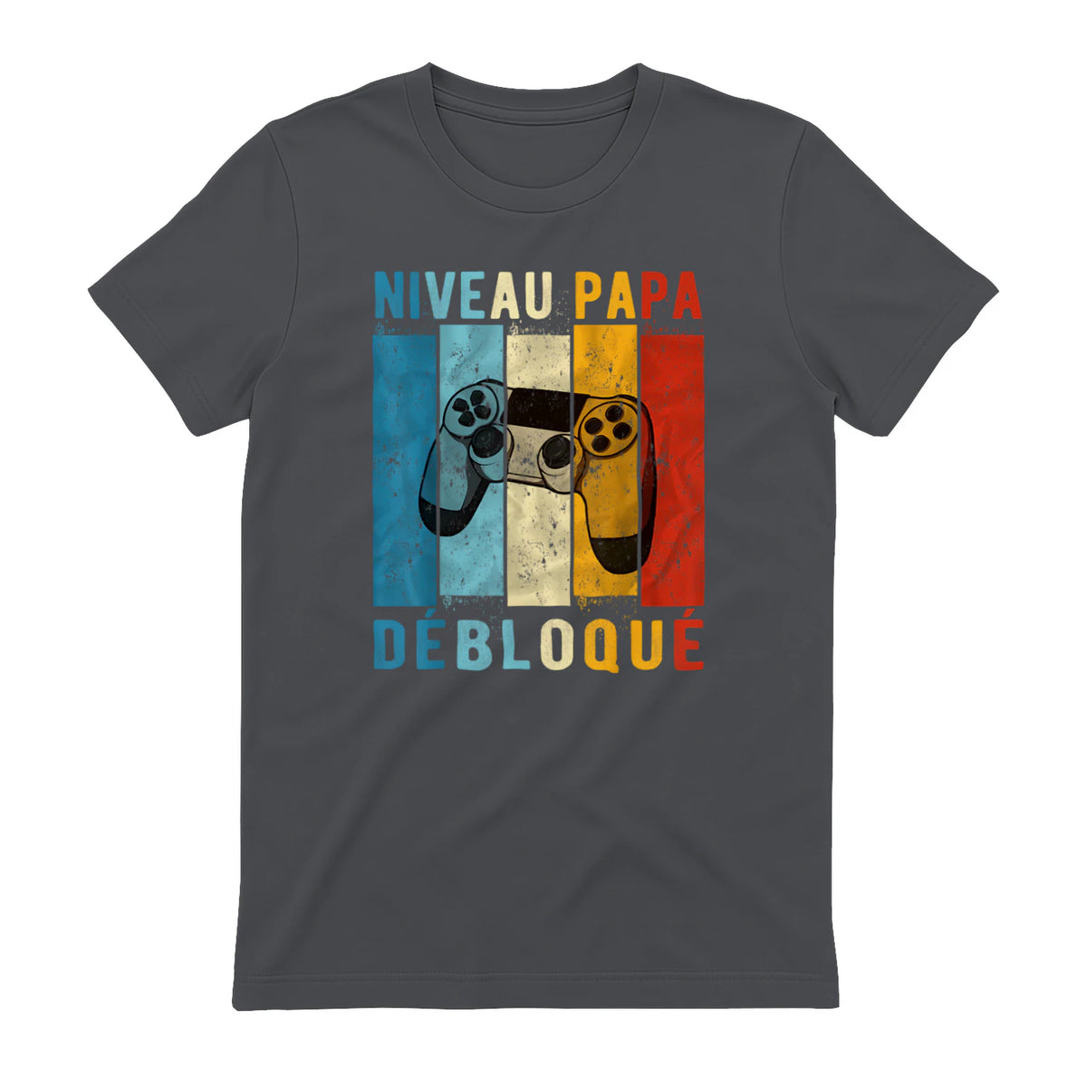 Nouveau Papa Nouvelle Naissance Annonce Gamer Humour T-Shirt in Charcoal - back view