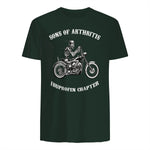 Sprüchewerkstatt Sons mit Arthritis Ibuprofen Chapter Motorradfahrer für Herren, Schwarz, in Forest Green - back view