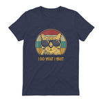 Retro I do What I Want cat Funny cat Lover T-Shirt Small in Heather Navy - back view