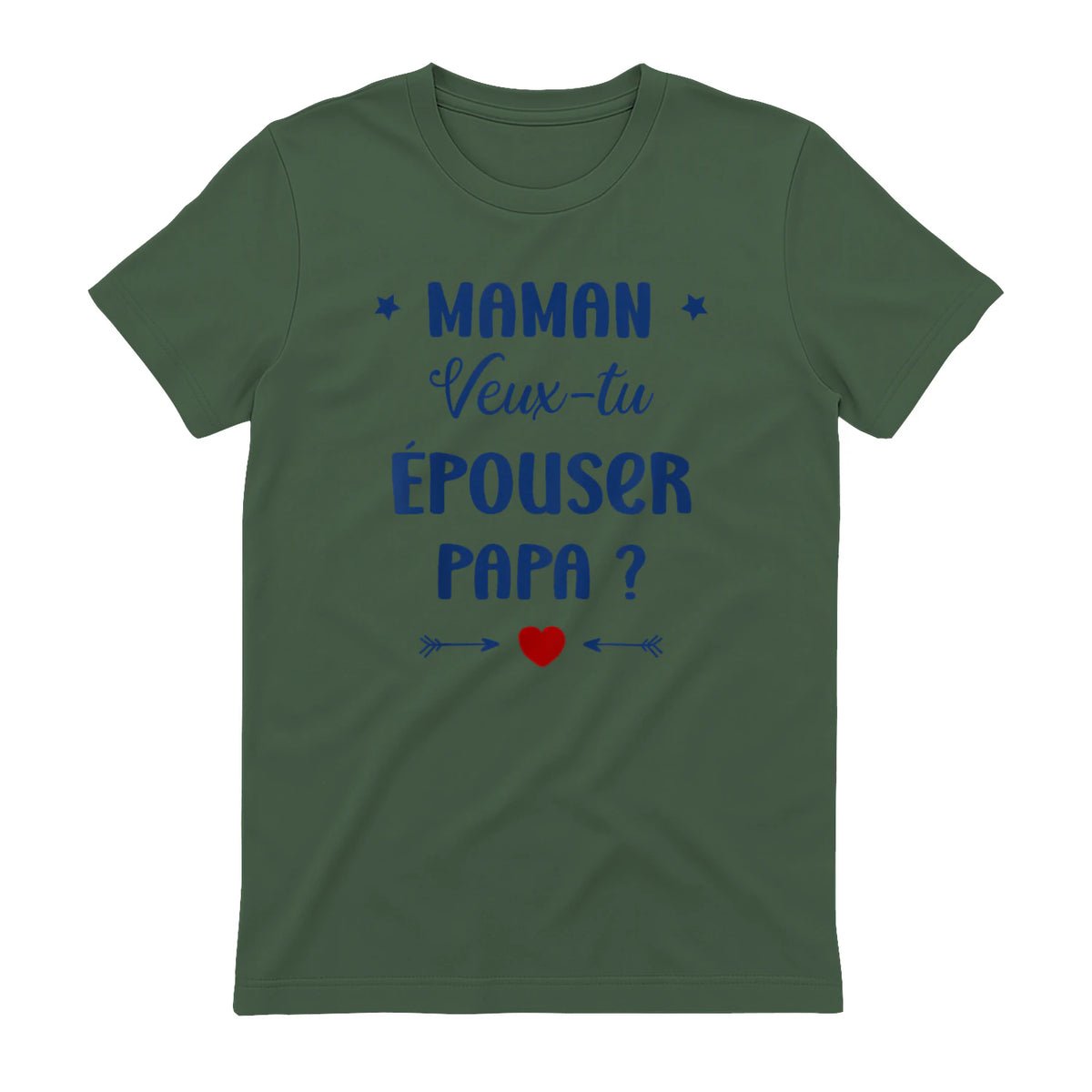 Demande en Mariage Originale Maman Veux-tu épouser Papa in Military Green - back view