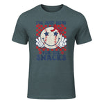 Retro Baseball Sister I'm Just Here for The Snacks Girls Mom T-Shirt in Dark Heather - front view