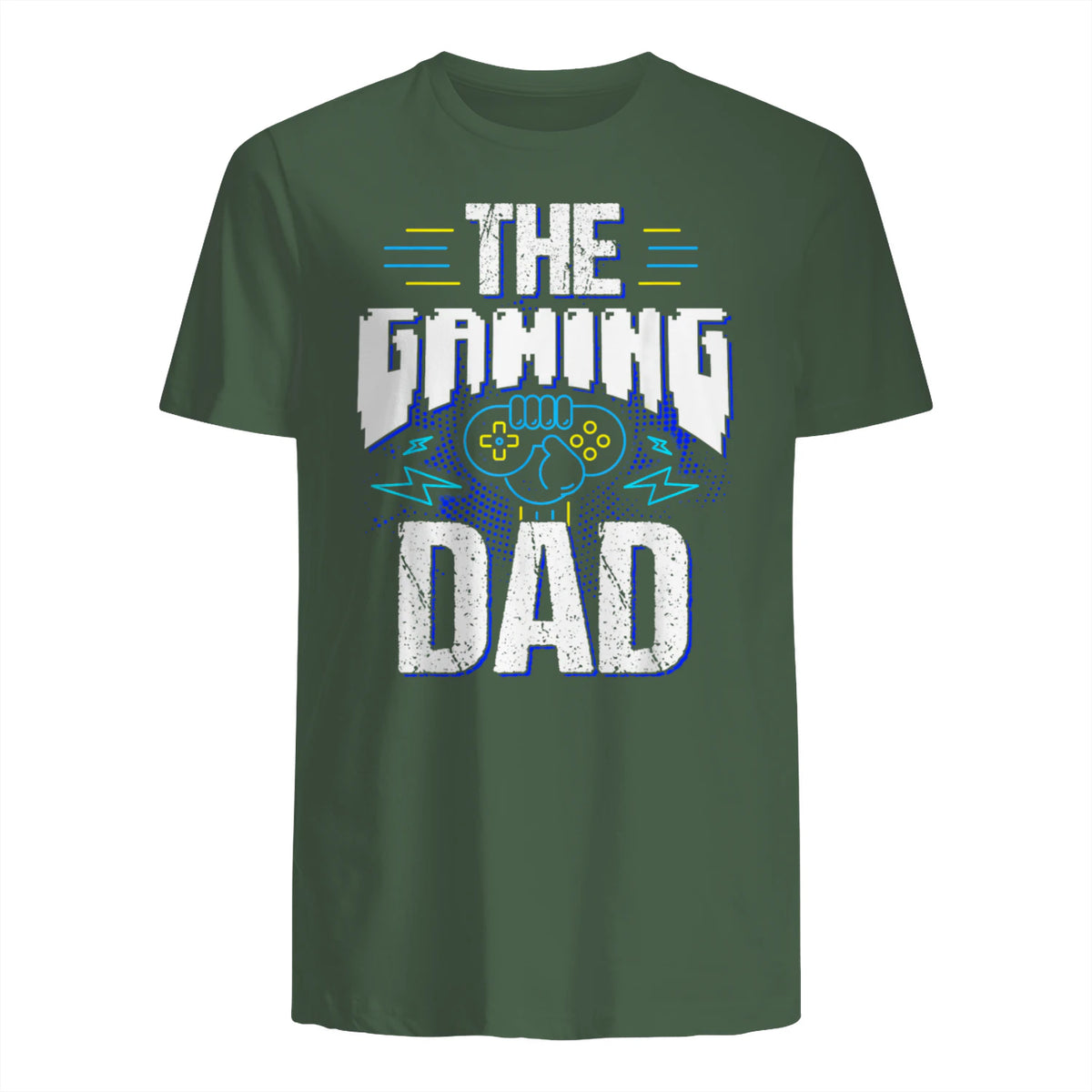 Gamer Zocker Games Pc - Best Gaming Dad Ever T-Shirt in Military Green - back view