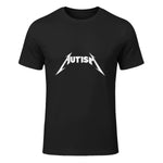 Funny Design Autism Skeleton Meme Metal Rock for Men Women in Black - front view