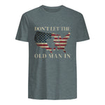 Don't Let The Old Man in Vintage American Flag T-Shirt in Dark Heather - back view