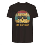 Retro I do What I Want cat Funny cat Lover T-Shirt Small in Dark Chocolate - back view