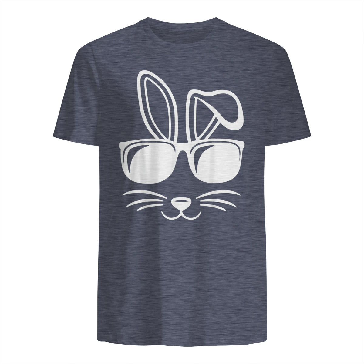 Bunny Face With Sunglasses Men Boys Kids Easter Day in Heather Navy - back view