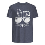 Bunny Face With Sunglasses Men Boys Kids Easter Day in Heather Navy - back view