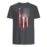 Vintage Baseball American Flag T-Shirt, Classic Fit Black Tee for Dad and Mom in Charcoal - back view