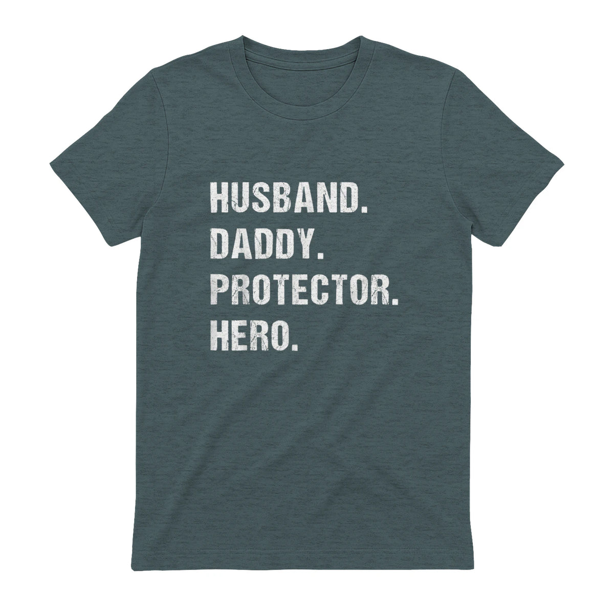 Husband Daddy Protector Hero T-Shirt in Dark Heather - back view