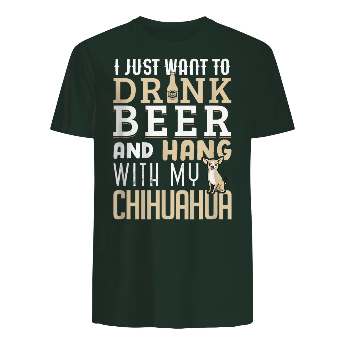 Drôle fête des pères amoureux des chiens Chihuahua Papa Shirt in Forest Green - back view