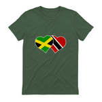 Trinidadian Jamaican Heart Love Jamaica Trinidad Flag in Military Green - back view