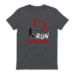 Run Steal I Dare You Humor Baseball Catcher Vintage T-Shirt in Charcoal - back view
