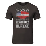 US Flag Constitution of The USA Needs to Be Reread T-Shirt in Dark Chocolate - front view