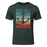 Papitän Papa und Kapitän Lustiges Retro Anker Vatertag in Forest Green - front view