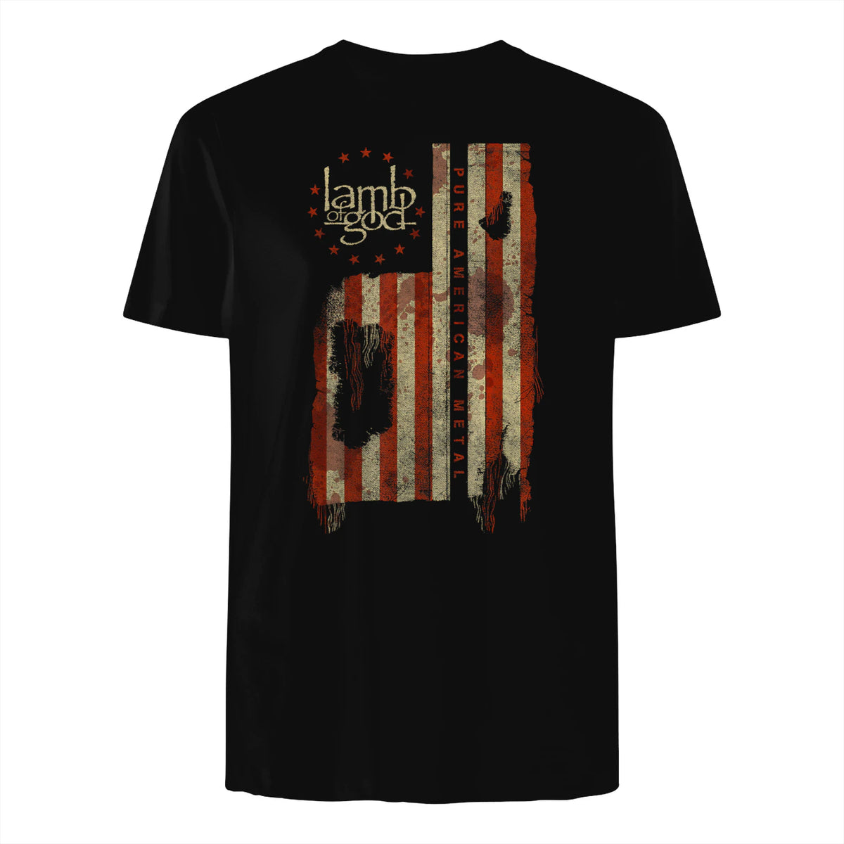 Lamb of God Pure American Metal Flag T-Shirt in Black - back view