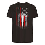 Vintage Baseball American Flag T-Shirt, Classic Fit Black Tee for Dad in Dark Chocolate - back view