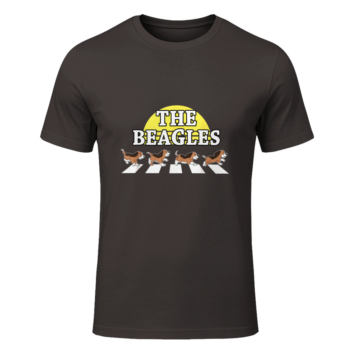 Drôle Les Beagles Beagle Dog Sitter Doggy Puppy Crosswalk in Dark Chocolate - front view