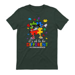 It's OK to Be Different Dabbing Puzzle Autism Awareness Kids in Forest Green - back view