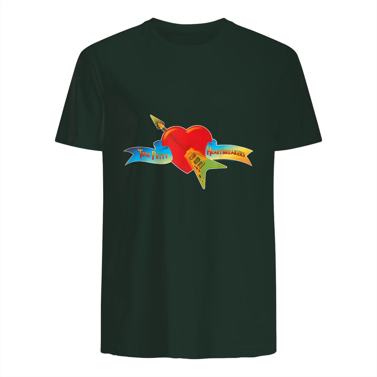 Tom Petty and The Heartbreakers Classic Logo T-Shirt in Forest Green - back view