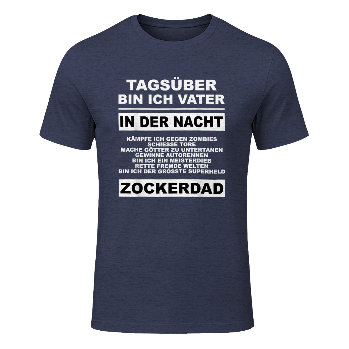 Zockerdad PC Spiele Gaming Zocken Konsole T-Shirt in Heather Navy - front view