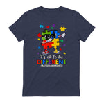 It's OK to Be Different Dabbing Puzzle Autism Awareness Kids in Heather Navy - back view