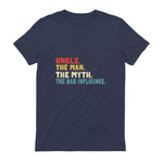 Retro Uncle the Man the Myth the Bad Influence in Heather Navy - back view